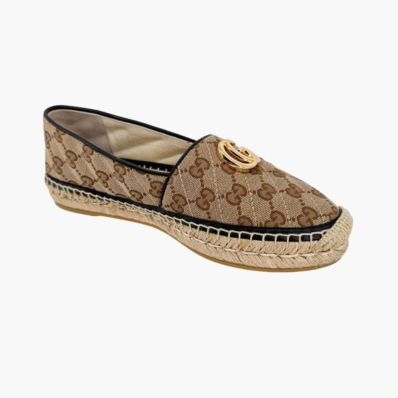 Gucci Pilar Marmont GG Espadrilles Size 38.5 US 8.5 Beige Monogram Quilted Flats - Picture 11 of 15